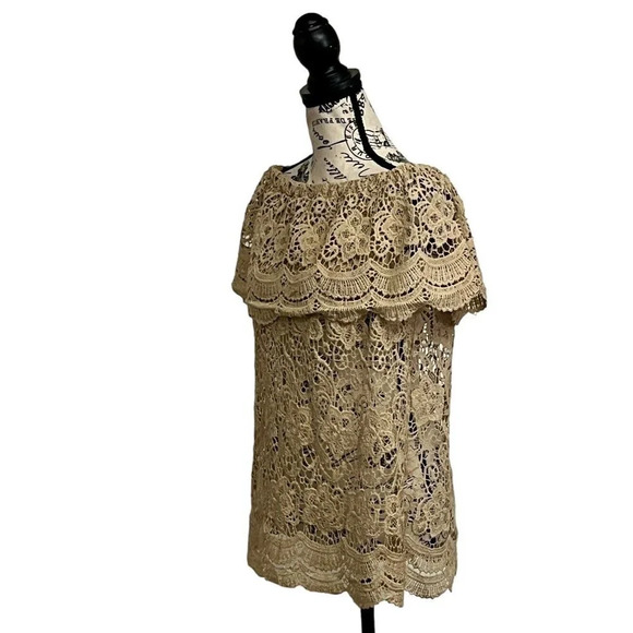 Koko Ailis Womens Brown Crochet Sheet Off The Shoulder Swim Cover Vintage 1XL - Picture 2 of 8